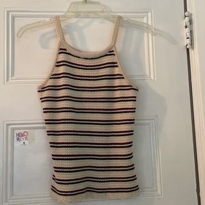 Beige striped rubbed tank top
